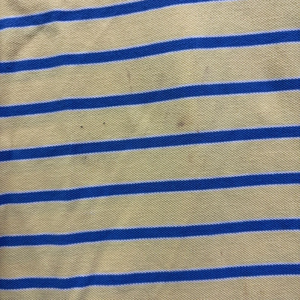 Polo Ralph Lauren Mens 2XL Big Yellow Blue Striped Short Sleeve Pique Polo Shirt